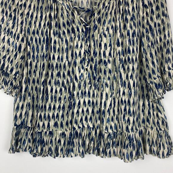 Madewell Sunpleat Lace Up Crepe Gray Feather Blouse Womens Size Small - Picture 5 of 14